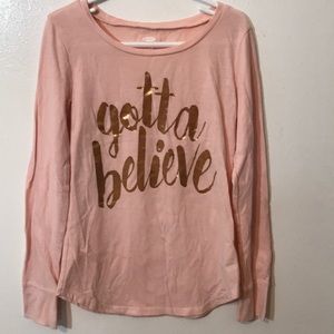 Old Navy “Gotta Believe” Girl’s Pink/Gold Tee Sz 8 XC